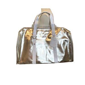 Versace Parfums Gold Weekender Travel Bag Satchel Metallic w/Shoulder Strap &Bag